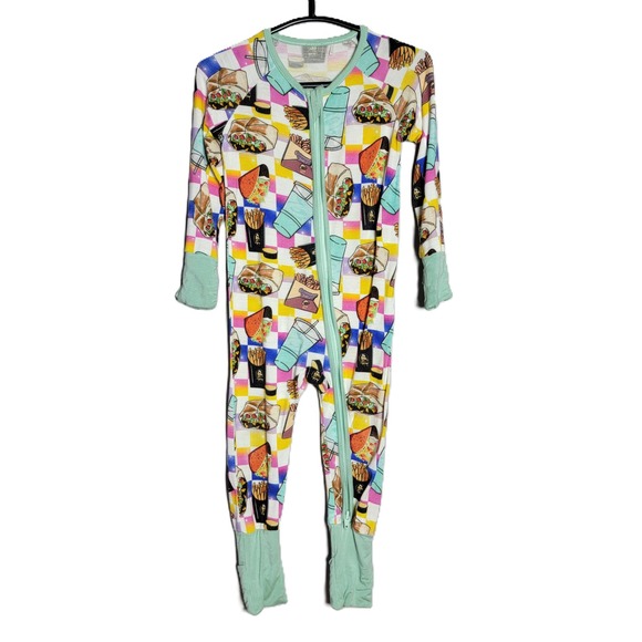 BAMBOO Other - Taco Bell Bamboo Viscose Zippy Pajamas 6-12M Rainbow Checkered Romper Footie